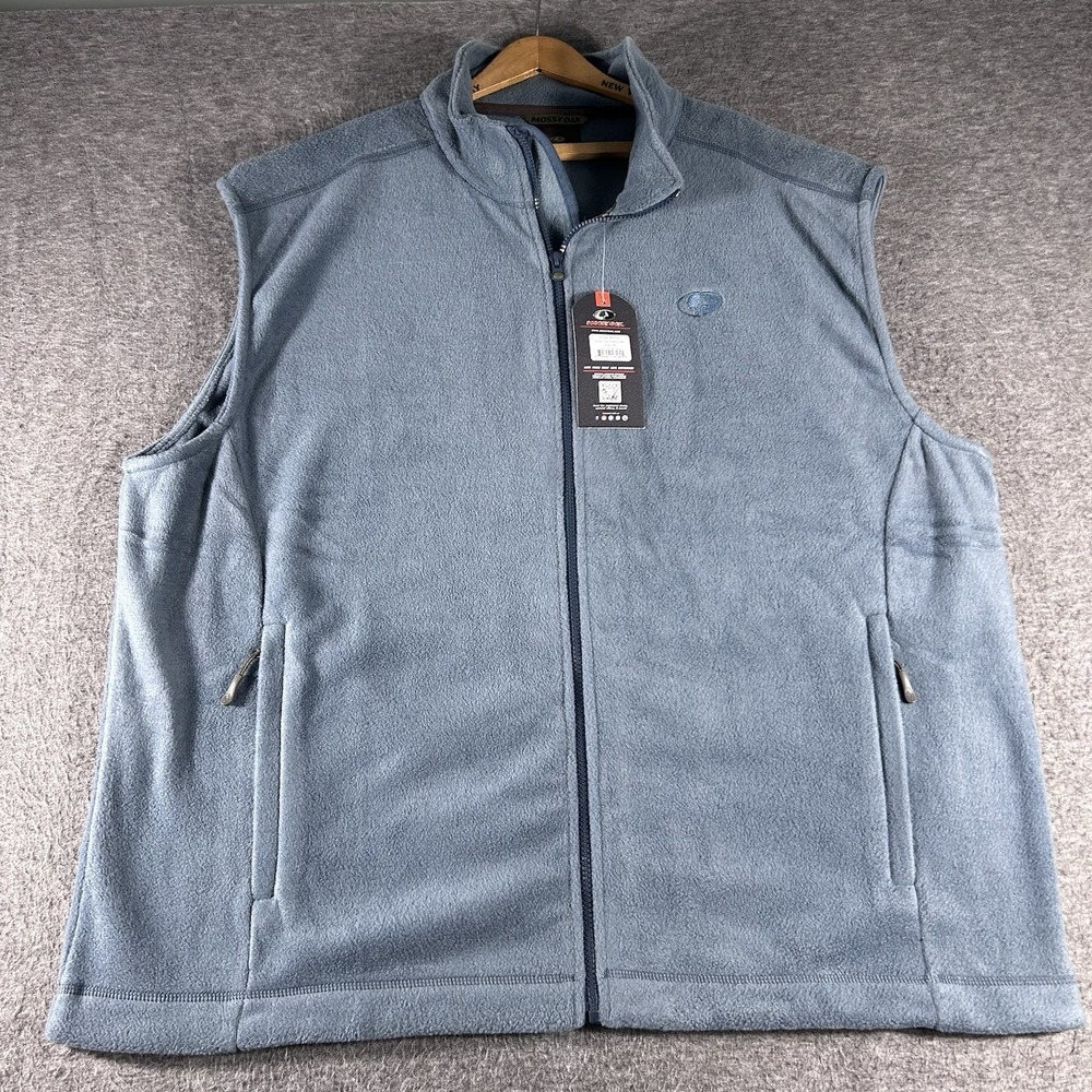 Mossy Oak Men's Fleece Vest Midnight Navy Outdoors Full Zip Pockets Size 3X New